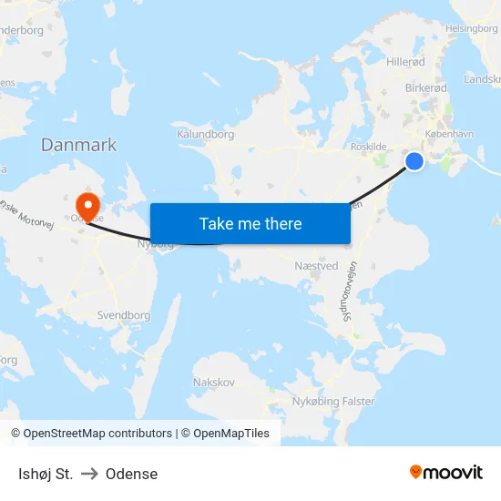 Ishøj St. to Odense map