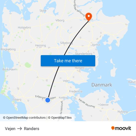 Vejen to Randers map