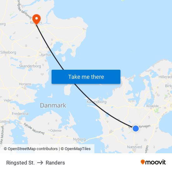 Ringsted St. to Randers map