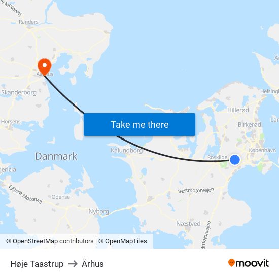 Høje Taastrup to Århus map