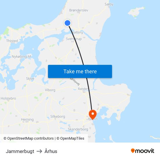 Jammerbugt to Århus map