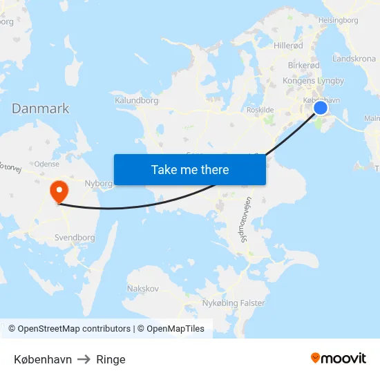 København to Ringe map