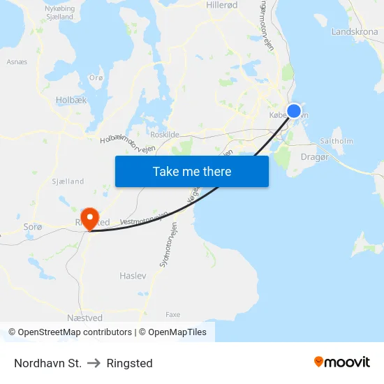 Nordhavn St. to Ringsted map