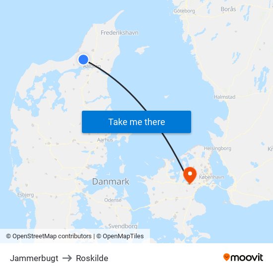 Jammerbugt to Roskilde map