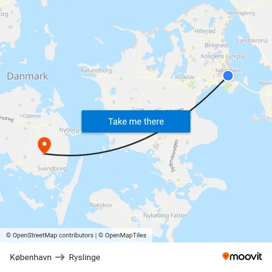 København to Ryslinge map