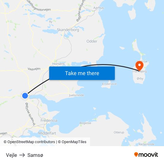Vejle to Samsø map