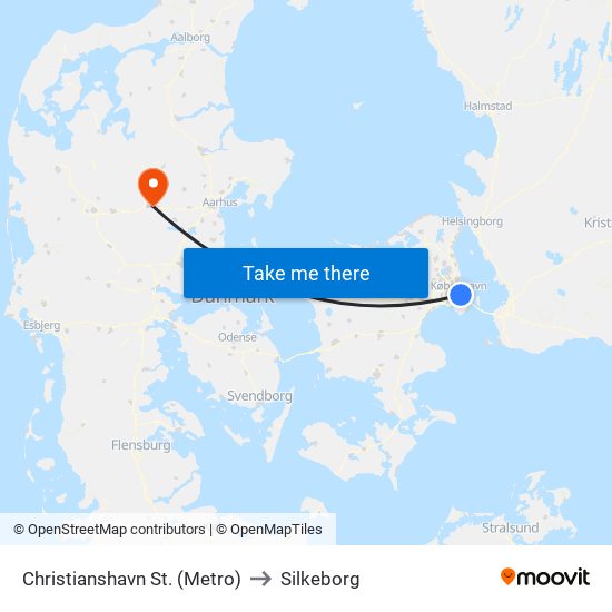 Christianshavn St. (Metro) to Silkeborg map