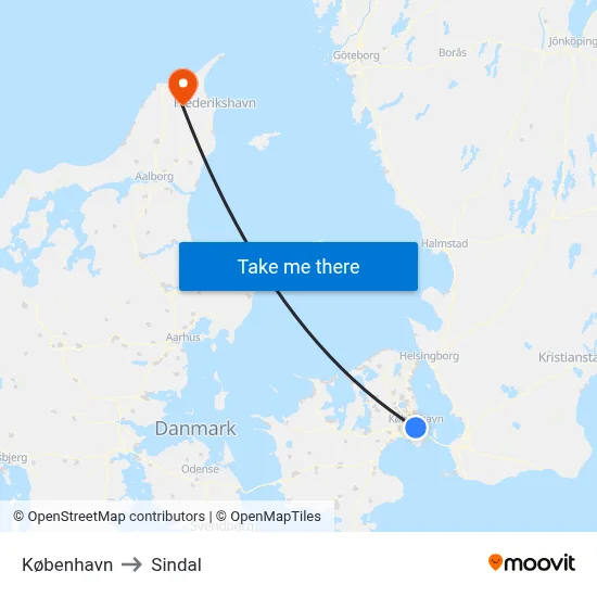 København to Sindal map