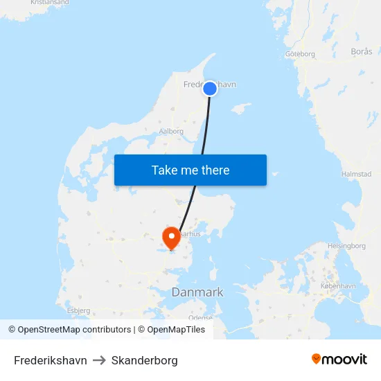 Frederikshavn to Skanderborg map