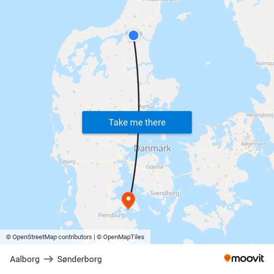 Aalborg to Sønderborg map