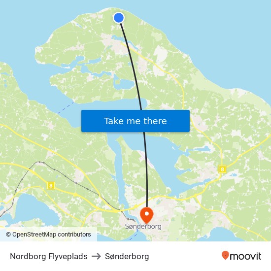 Nordborg Flyveplads to Sønderborg map