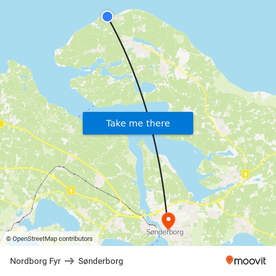 Nordborg Fyr to Sønderborg map