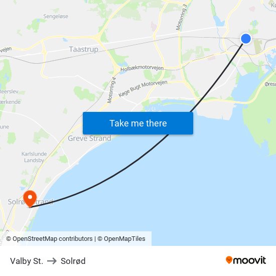 Valby St. to Solrød map