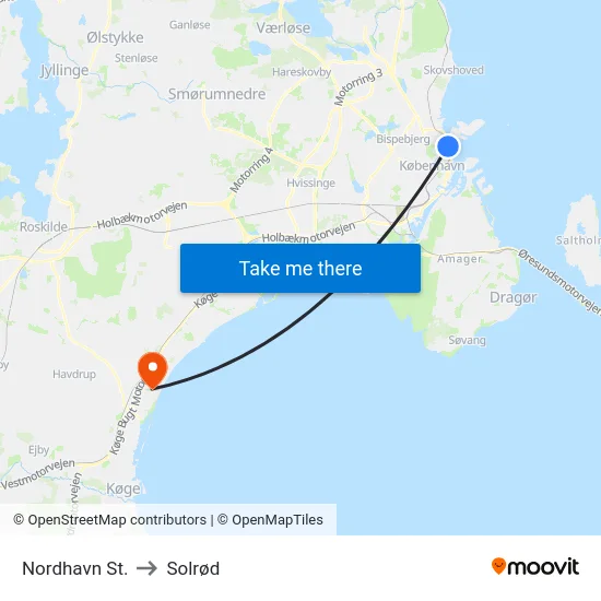 Nordhavn St. to Solrød map