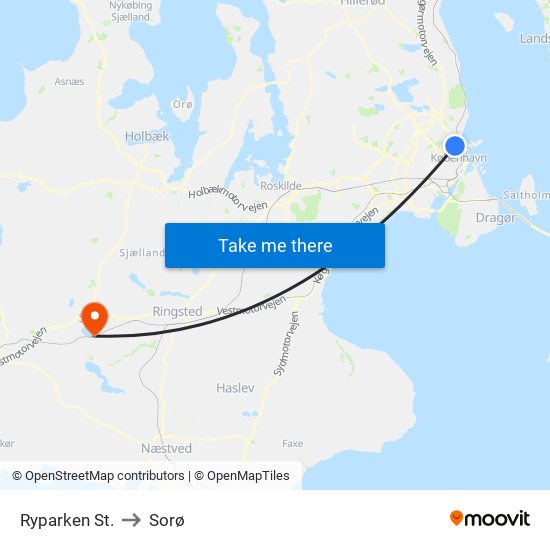 Ryparken St. to Sorø map