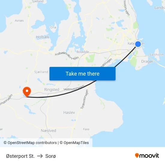 Østerport St. to Sorø map