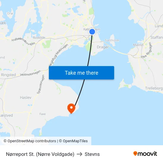 Nørreport St. (Nørre Voldgade) to Stevns map