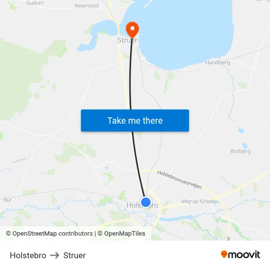 Holstebro to Struer map