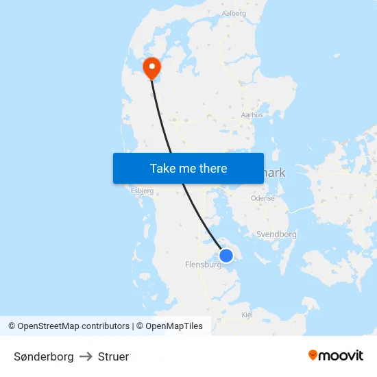 Sønderborg to Struer map