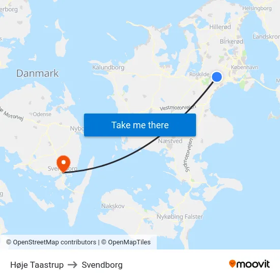 Høje Taastrup to Svendborg map