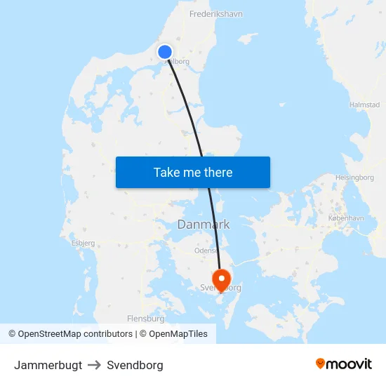 Jammerbugt to Svendborg map