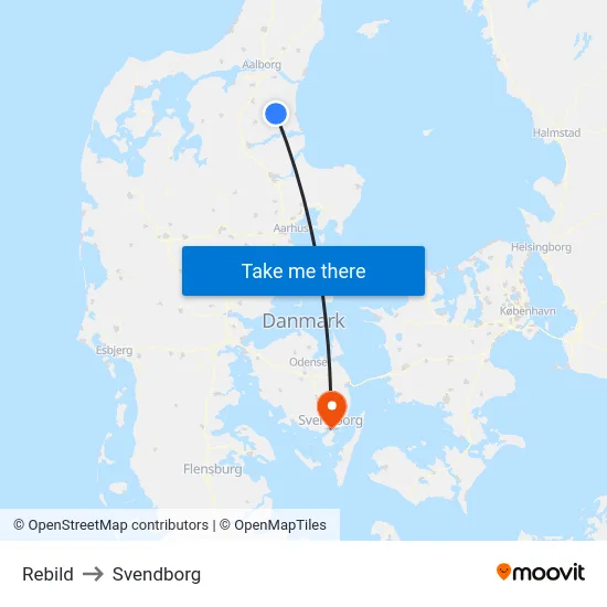 Rebild to Svendborg map