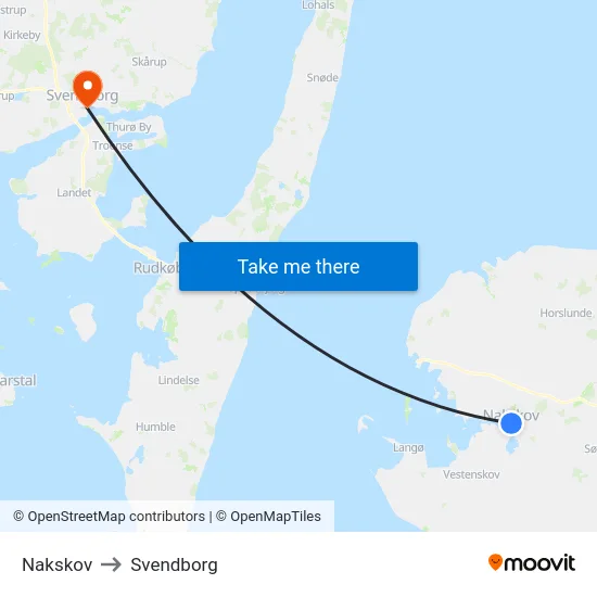 Nakskov to Svendborg map