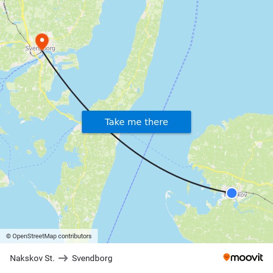 Nakskov St. to Svendborg map