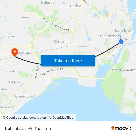 København to Taastrup map