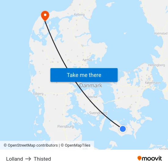 Lolland to Thisted map