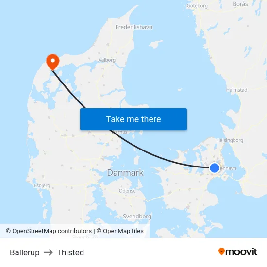 Ballerup to Thisted map