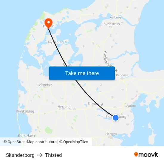 Skanderborg to Thisted map
