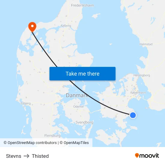 Stevns to Thisted map