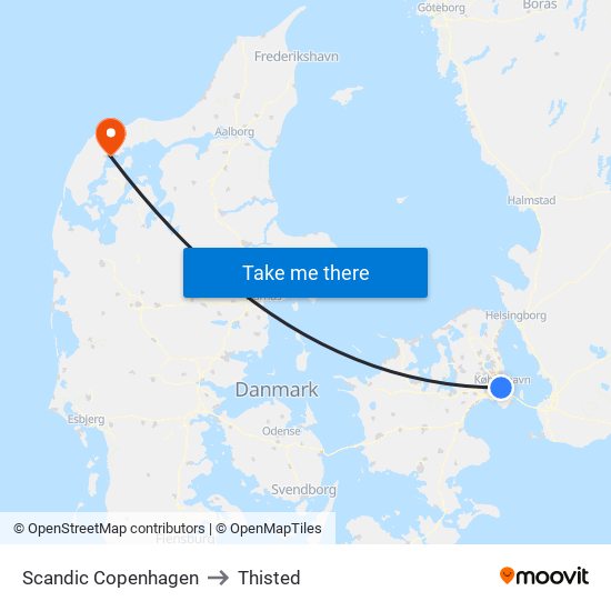 Scandic Copenhagen to Thisted map