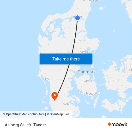 Aalborg St. to Tønder map