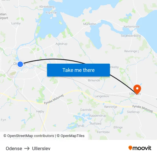 Odense to Ullerslev map