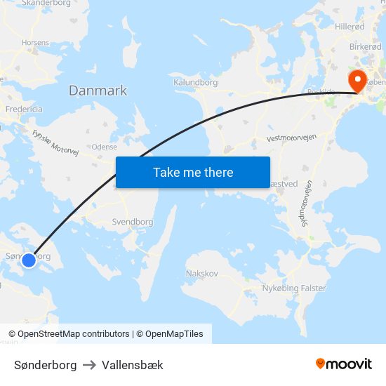 Sønderborg to Vallensbæk map