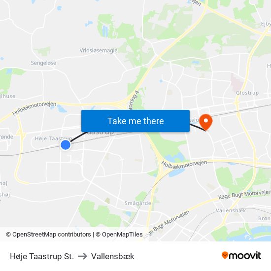 Høje Taastrup St. to Vallensbæk map