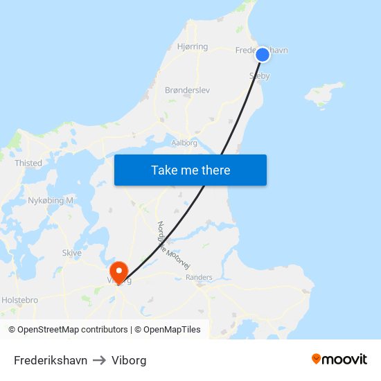 Frederikshavn to Viborg map