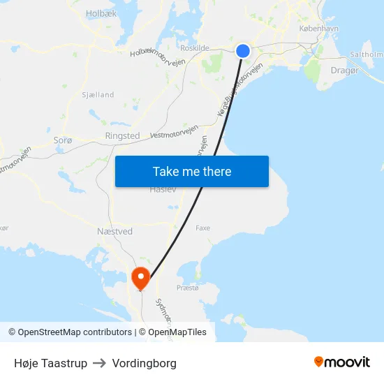Høje Taastrup to Vordingborg map