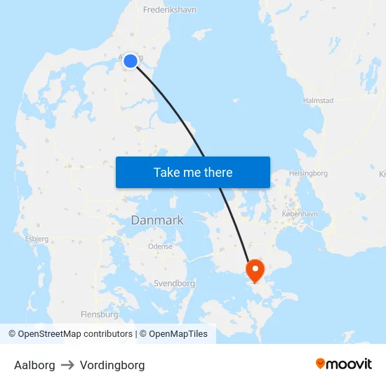 Aalborg to Vordingborg map