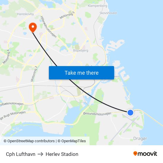 Cph Lufthavn to Herlev Stadion map