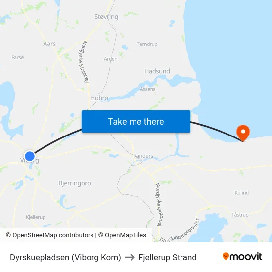 Dyrskuepladsen (Viborg Kom) to Fjellerup Strand map