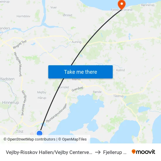 Vejlby-Risskov Hallen/Vejlby Centervej (Aarhus Kom to Fjellerup Strand map