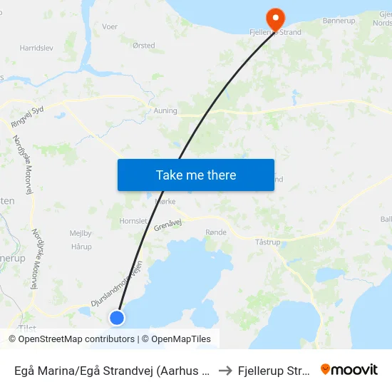 Egå Marina/Egå Strandvej (Aarhus Kom) to Fjellerup Strand map