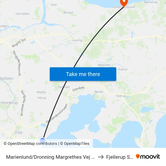 Marienlund/Dronning Margrethes Vej (Aarhus Kom) to Fjellerup Strand map