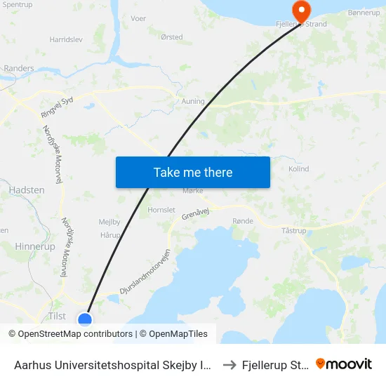 Aarhus Universitetshospital Skejby Indgang I/J to Fjellerup Strand map