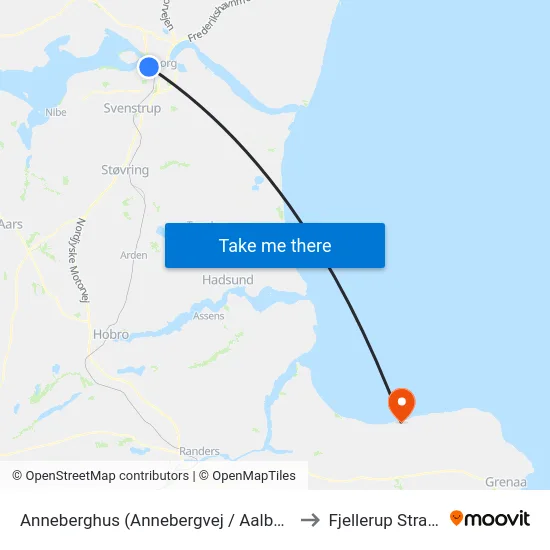 Anneberghus (Annebergvej / Aalborg) to Fjellerup Strand map