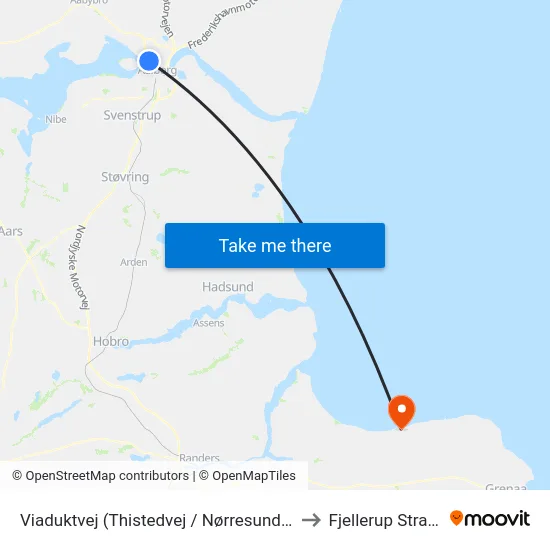 Viaduktvej (Thistedvej / Nørresundby) to Fjellerup Strand map