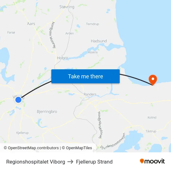 Regionshospitalet Viborg to Fjellerup Strand map